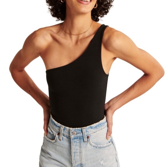 Abercrombie One Shoulder Tank Bodysuit in Black - Picture 6 of 6